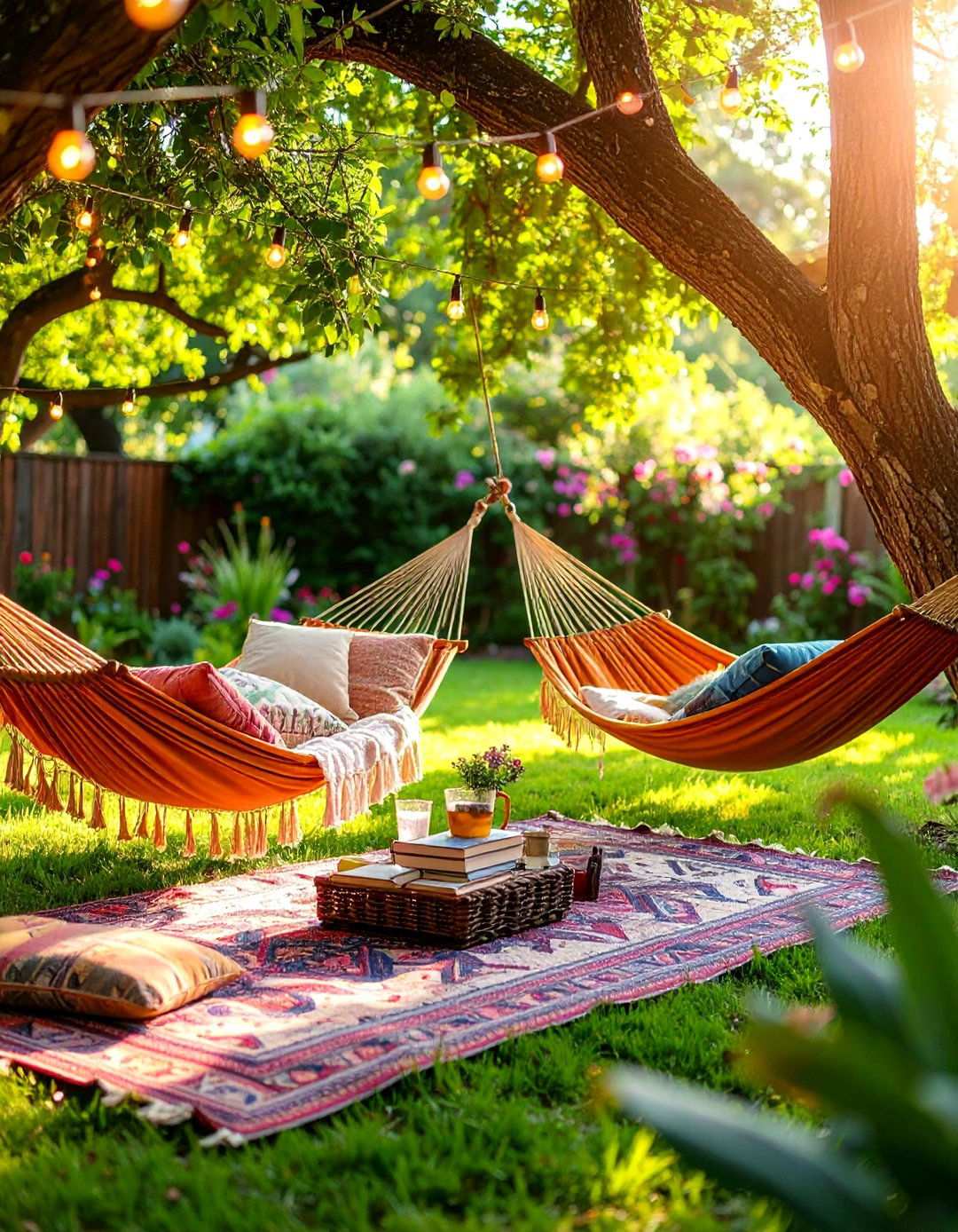 Cozy Hammock Lounge and Reading Nook - 20 Backyard Entertainment Ideas