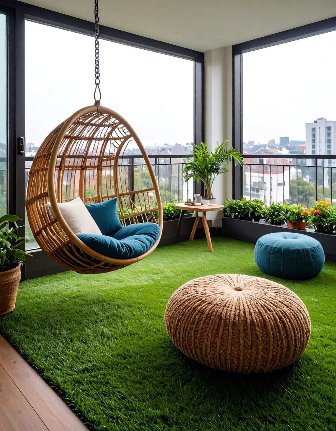 Cozy Reading Nook Artificial Grass Retreat - 20 Artificial Grass Balcony Design