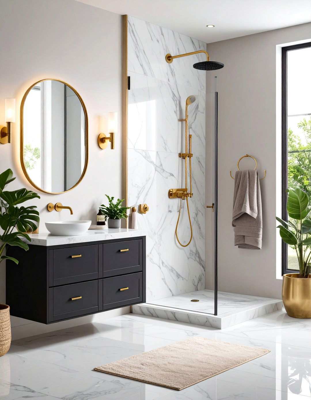 Create Luxurious Apartment Bathroom Vibes with Mixed Metal Finishes - 20 Apartment Bathroom Ideas