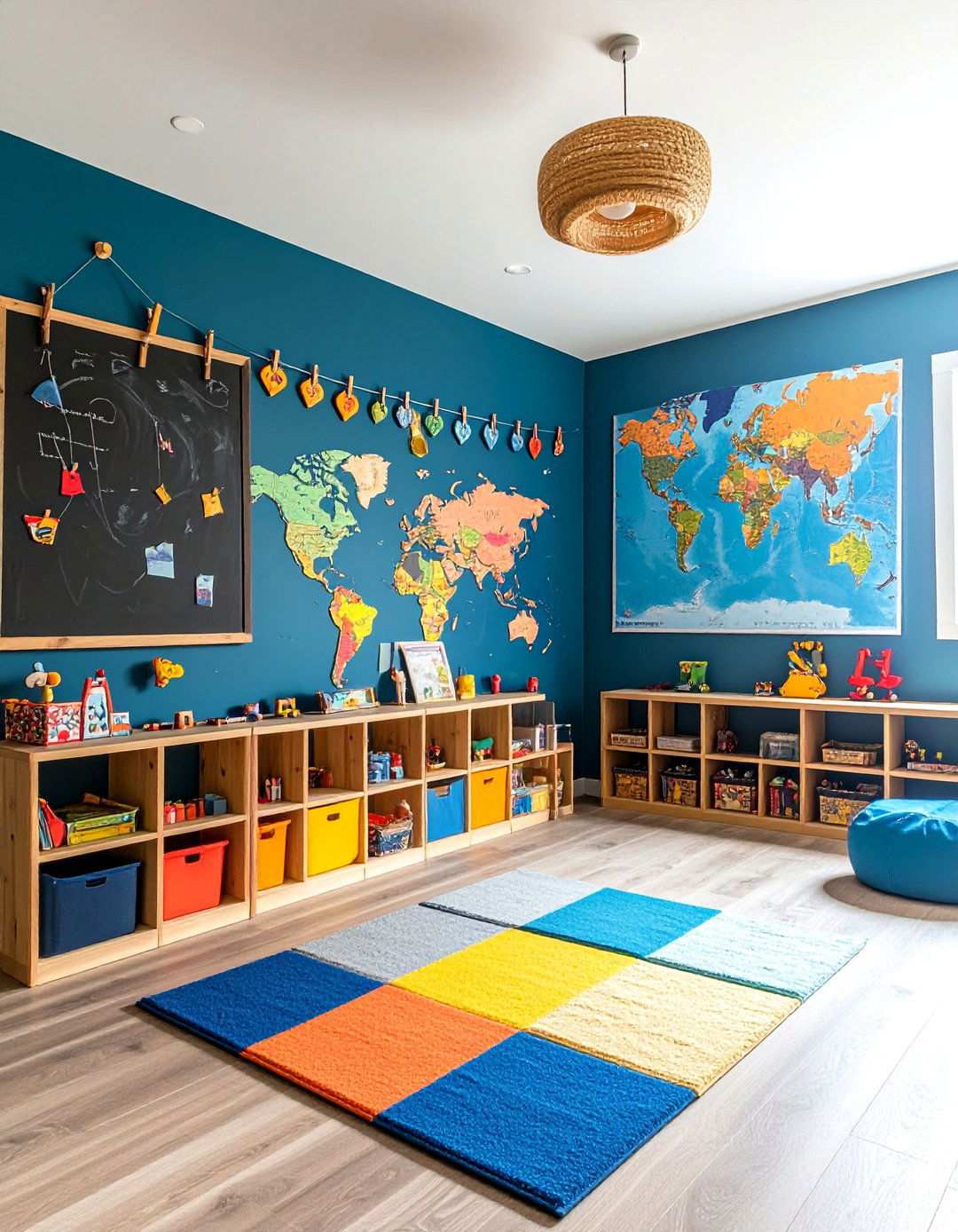 Creative Wall Features Basement Playroom Design - 20 Basement Playroom Ideas