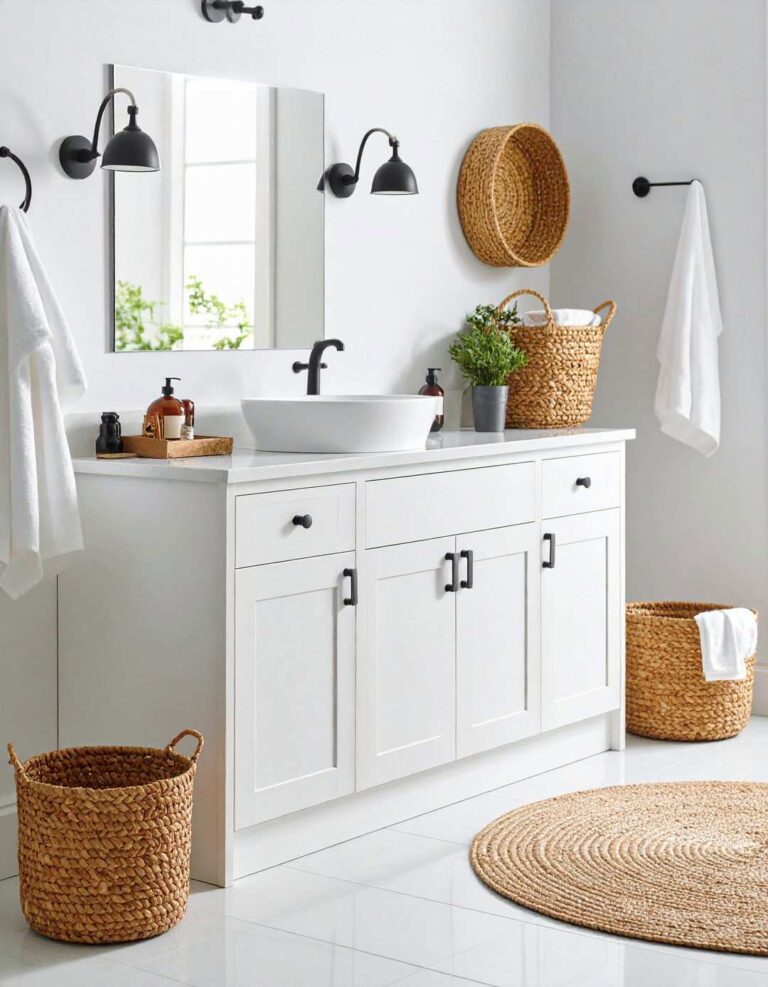 Crisp Bright White Cabinets - 20 Bathroom Cabinet Color Ideas