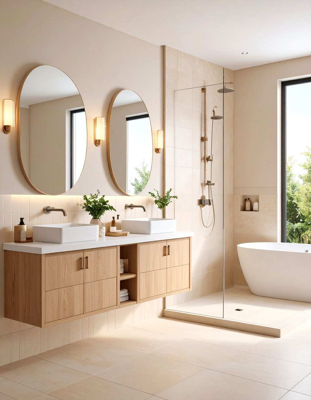 Crisp White and Beige Bathroom Contrast - 20 Beige Bathroom Ideas