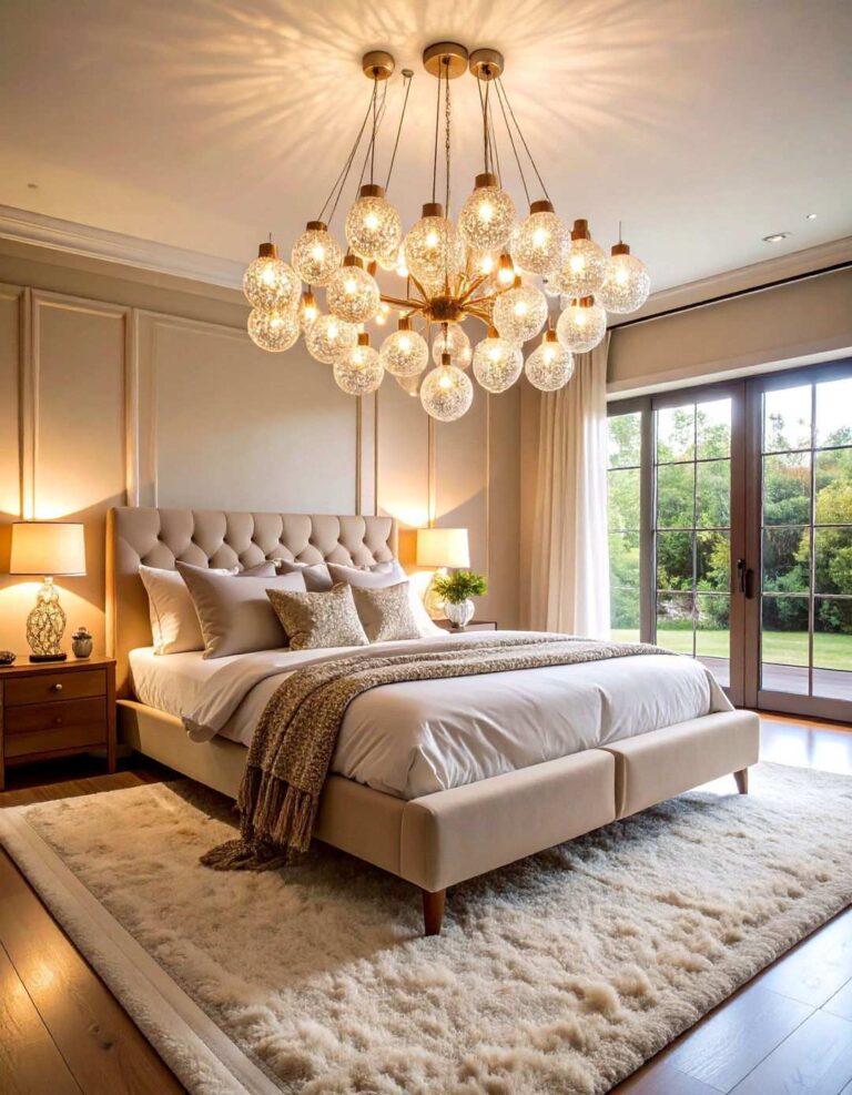 Crystal Glam Cluster Chandelier Elevates Luxury - 20 Bedroom Chandelier Ideas