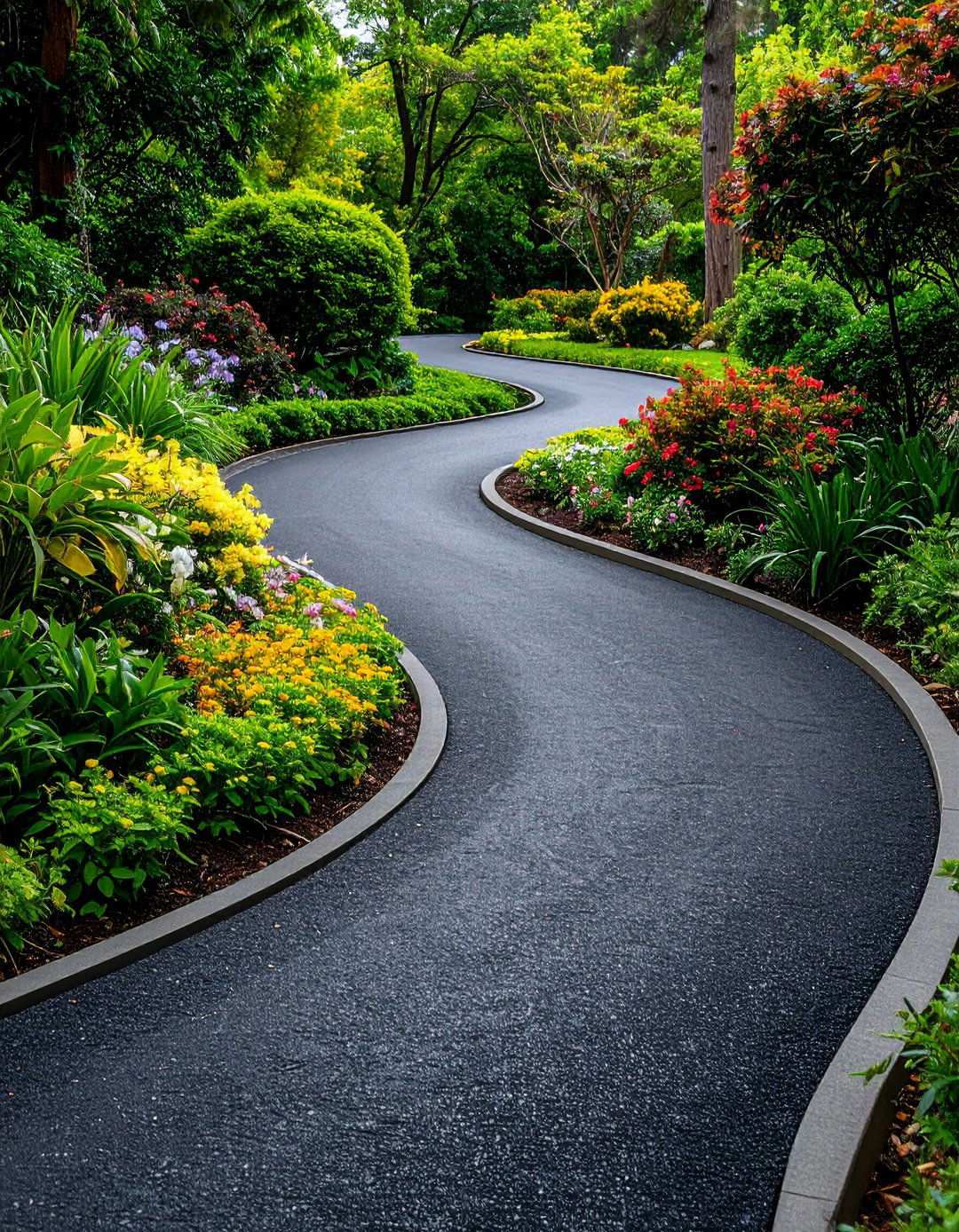 Curved Asphalt Walkways for Natural Flow - 20 Asphalt Walkway Ideas
