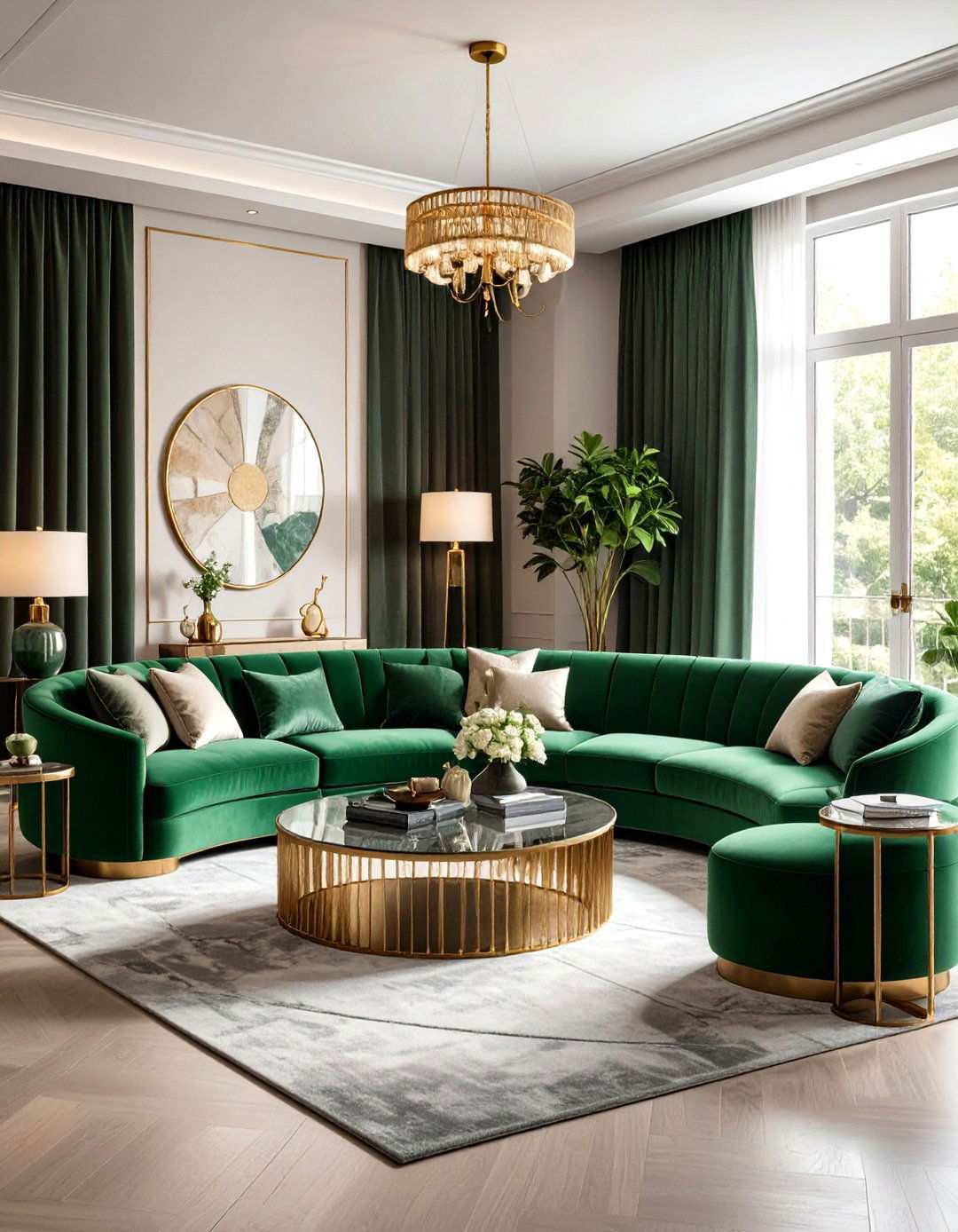 Curved Sectional Sofa Living Room Setup - 20 1980s Living Room  Ideas