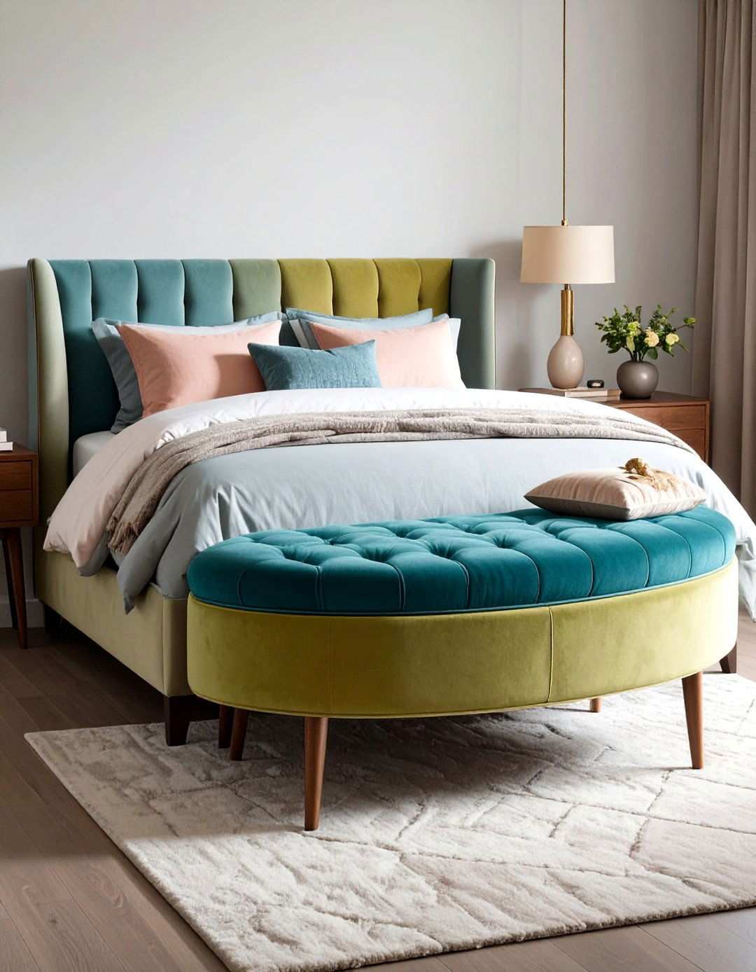 Curved Waterfall Edge Bedroom Bench - 20 Bedroom Bench Ideas