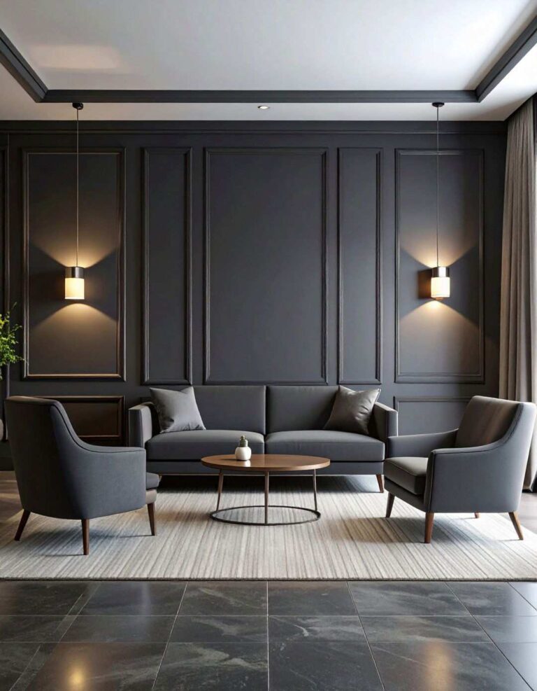 Dark Monochrome Walls Anchor a Black Man Cave - 20 Black Man Cave Ideas