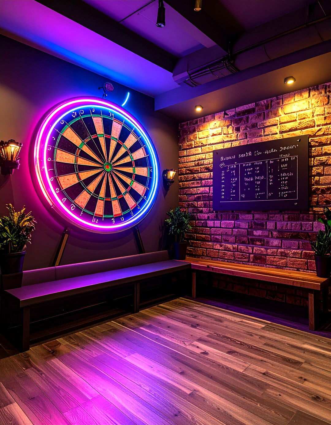 Dartboard Competition Corner - 20 Basement Game Room Ideas