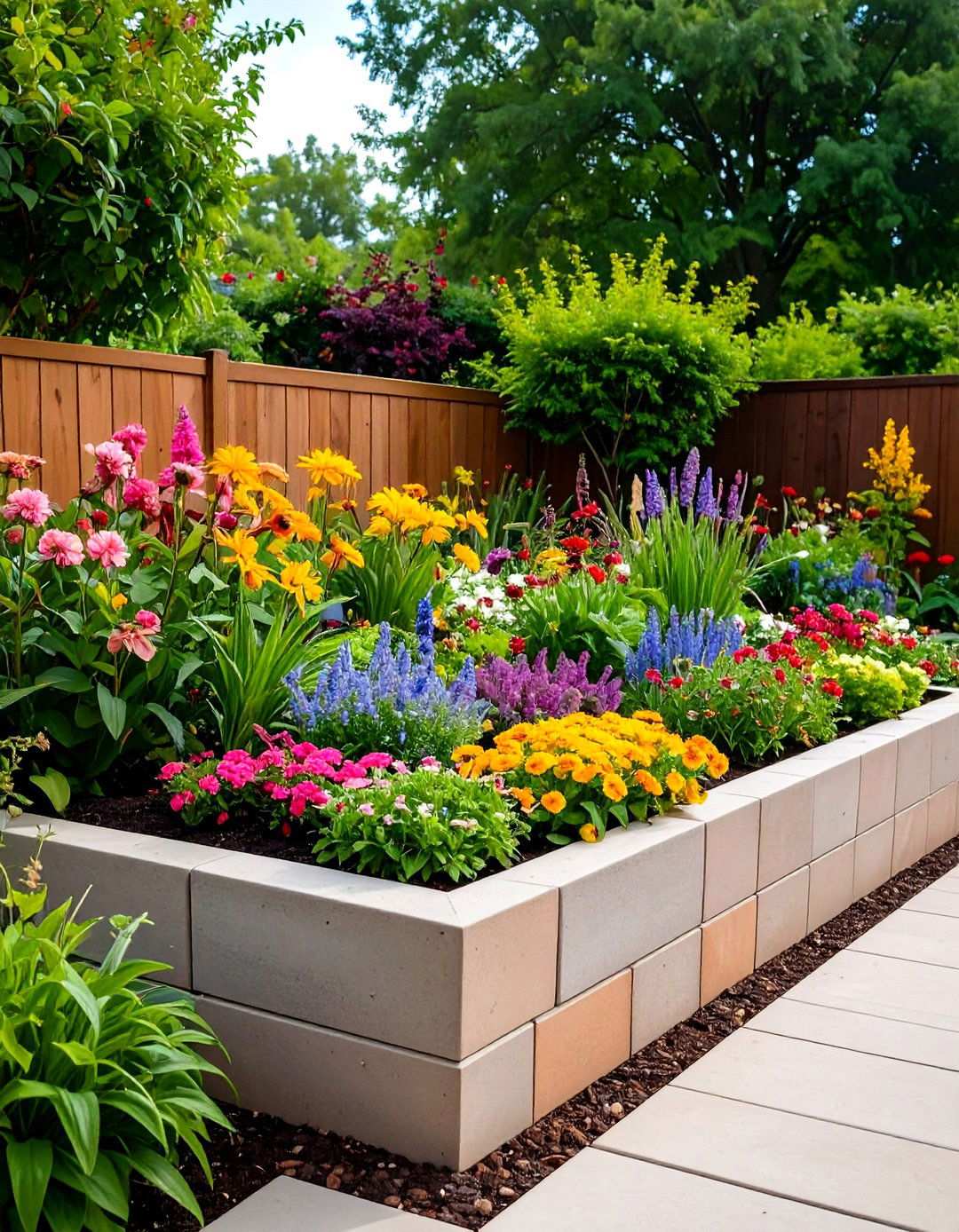 Decorative Painted Cinder Block Raised Garden Bed - 20 Inexpensive Raised Garden Bed Ideas