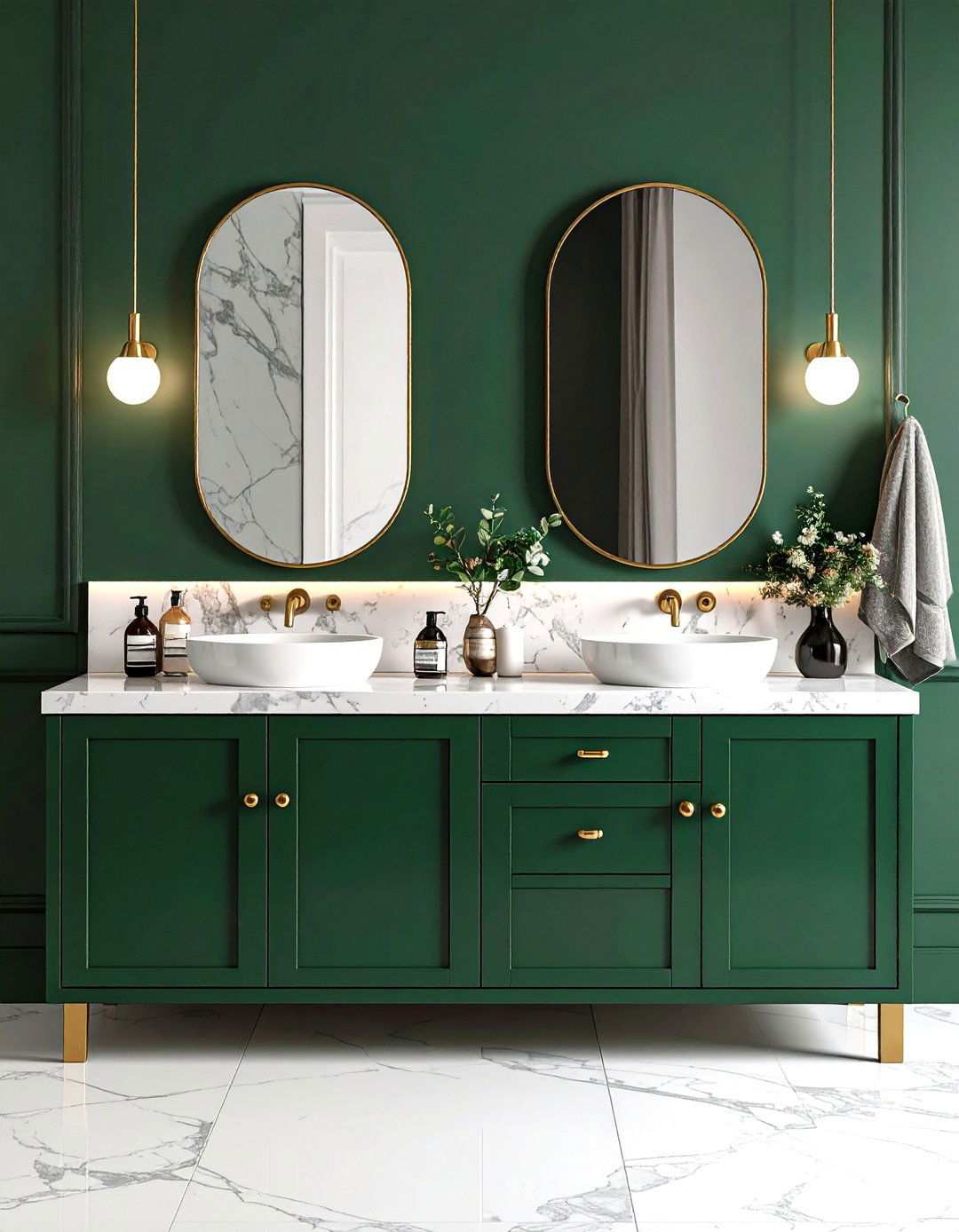 Deep Emerald Vanity as Luxe Statement - 20 Bathroom With Green Vanity