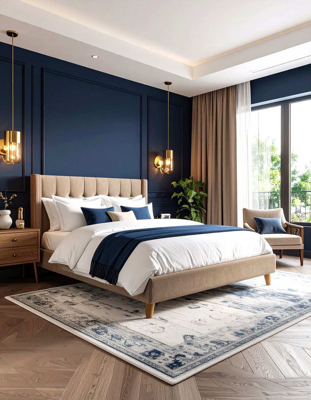 Deep Navy Bedroom Paint Color Promoting Restful Sleep - 20 Bedroom Paint Colors