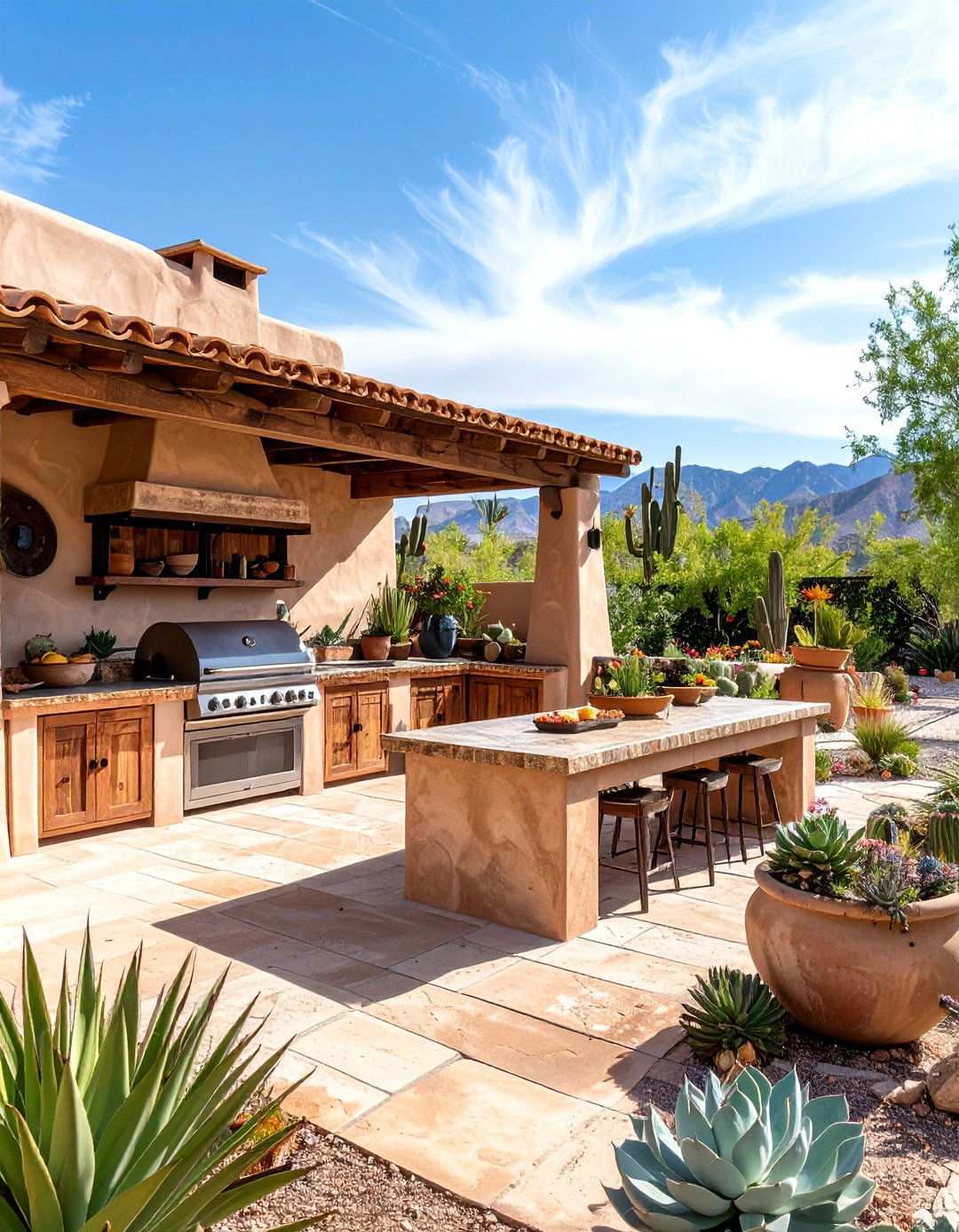 Desert Themed BBQ Area with Southwestern Flair - 20 bbq area ideas