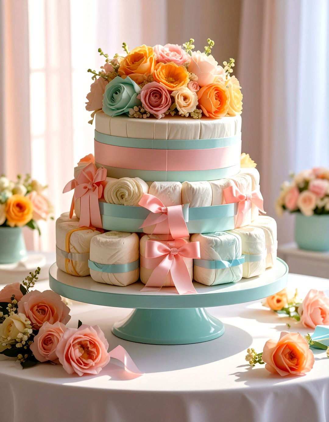 Diaper Cake Baby Shower Centerpieces - 20 Baby Shower Centerpiece Ideas