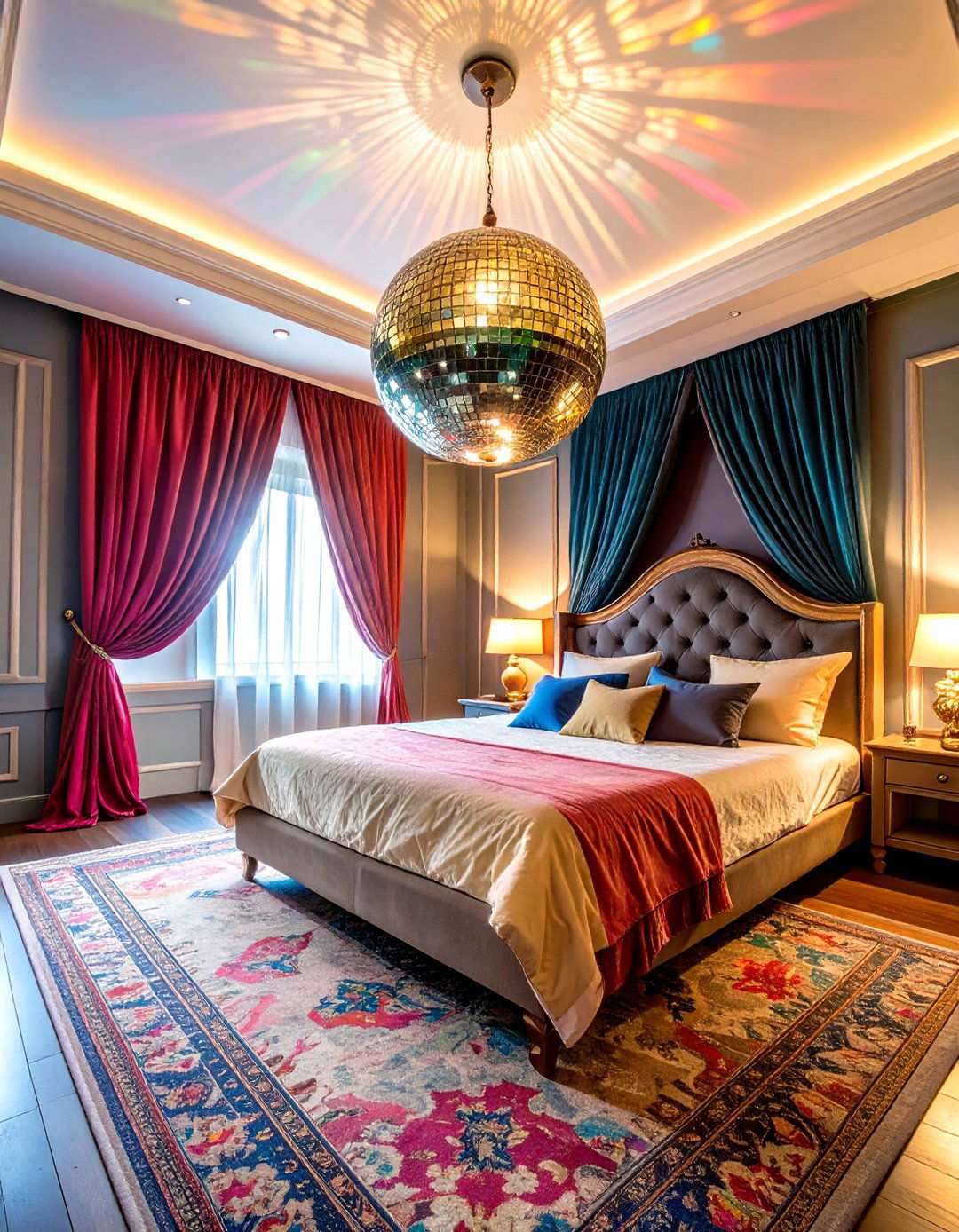 Disco Ball Bedroom Ceiling Features - 20 70s Bedroom Decor Ideas