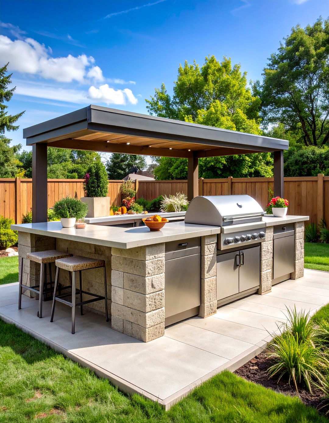 DIY Cinder Block and Stucco BBQ Island - 20 Bbq Island Ideas