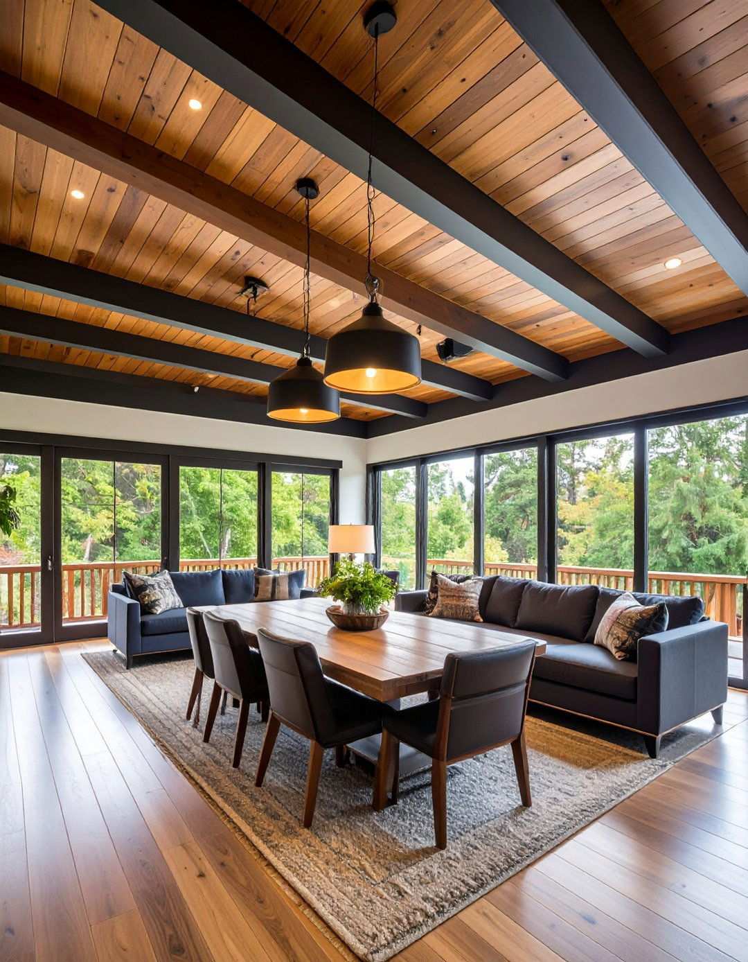 Dramatic Accent CeilingTin Tiles or Painted Slats - 20 Black Boho Living Room Ideas