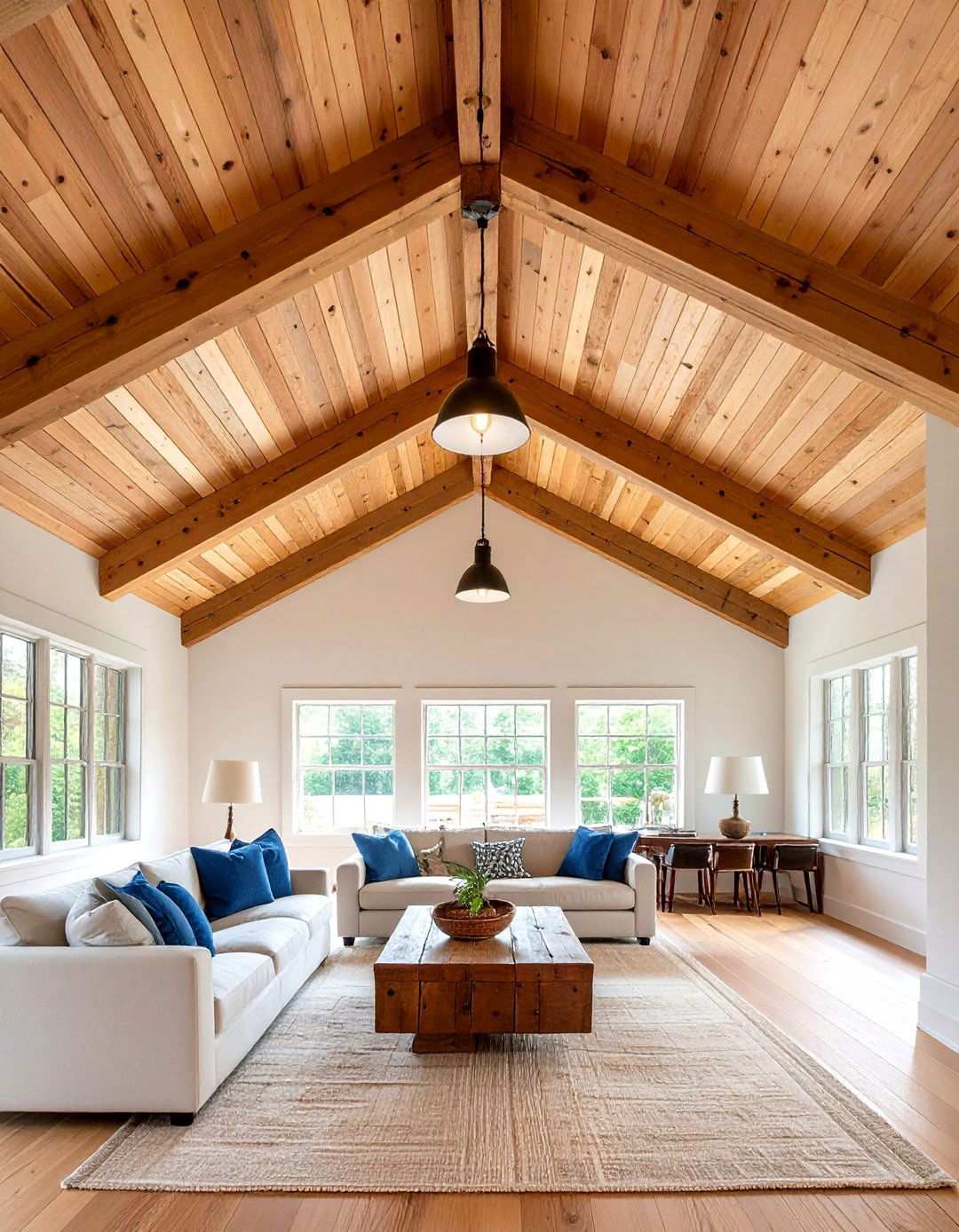 Dramatic Ceiling Height with Exposed Beam Design - 20 Barndominium Interior Ideas