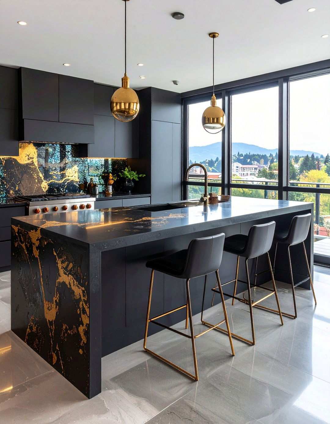 Dyed Black Concrete Supplies Industrial Character - 20 Black Kitchen Countertops