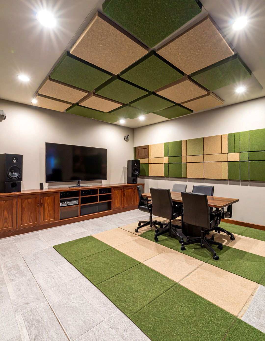 Earth Tone Felt Tiles for a Cozy Nook - 20 Basement Drop Ceiling Ideas