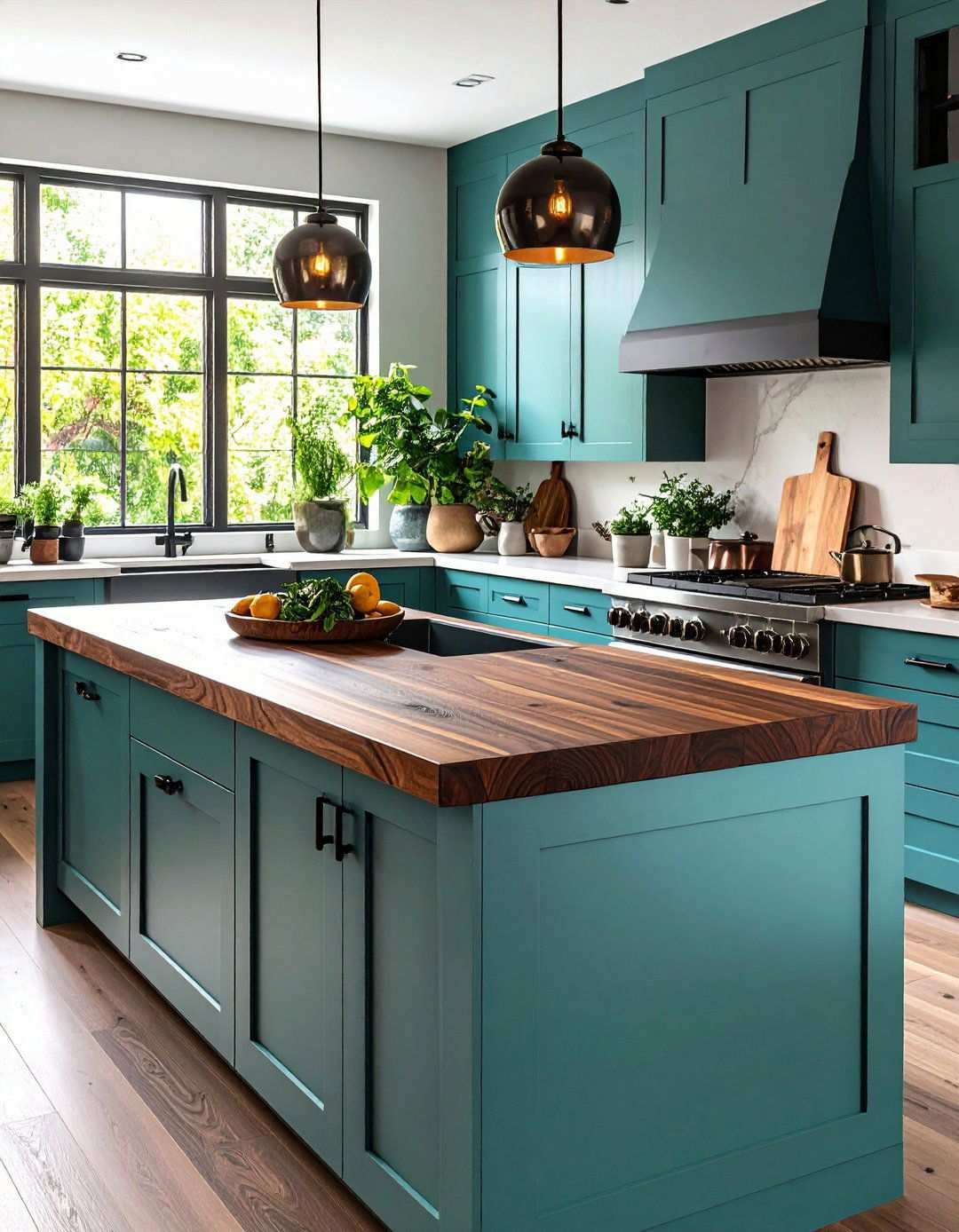 Ebony Stained Butcher Block Warms the Palette - 20 Black Kitchen Countertops
