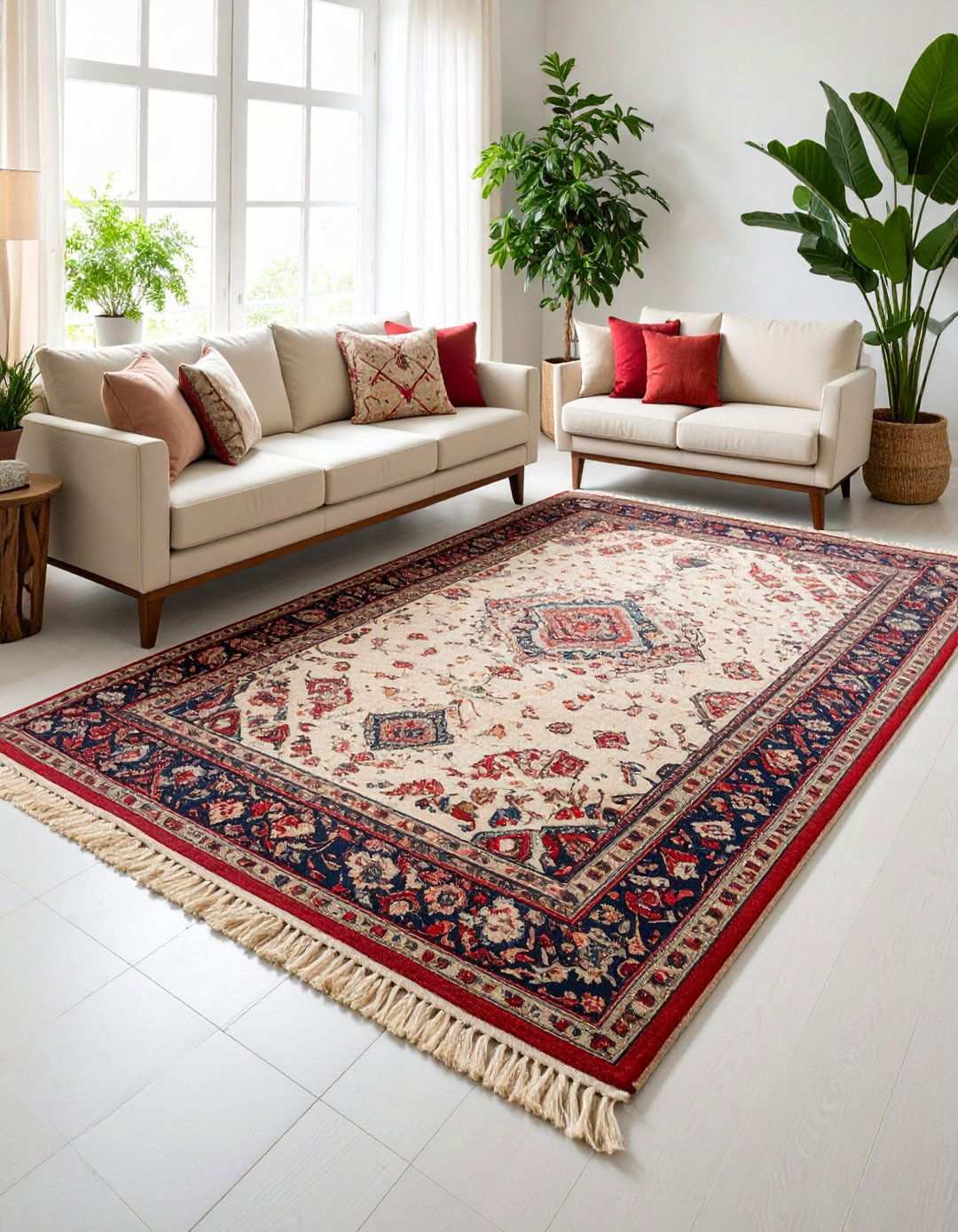 Eclectic Vintage Rugs Over Jute Base - 20 Black Boho Living Room Ideas