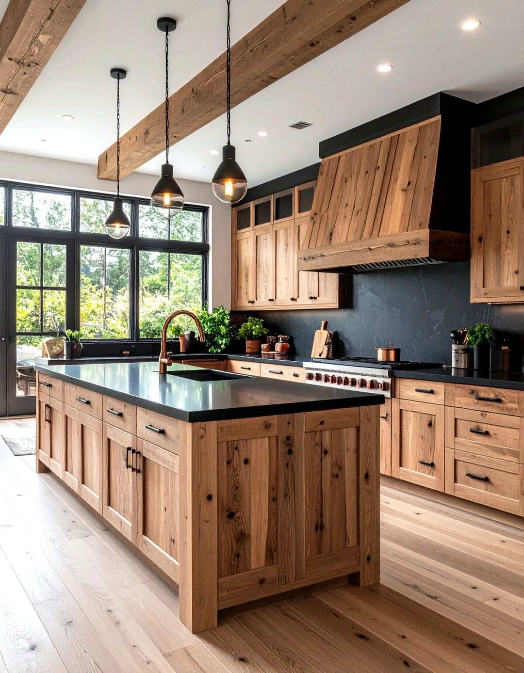 Eco Friendly Reclaimed Wood Accent - 20 Black Granite Countertops Kitchen Ideas