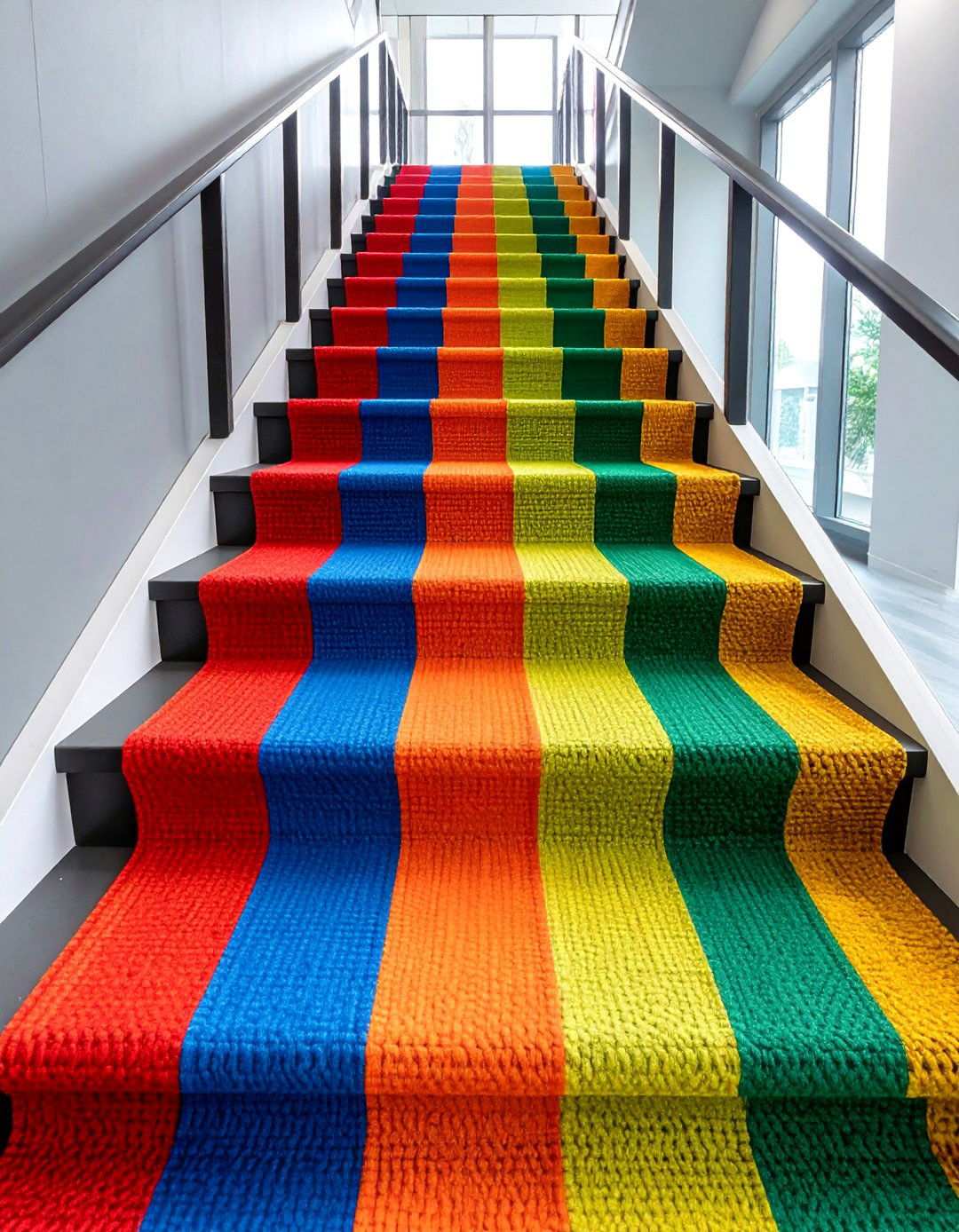 Eco Friendly Recycled Runner Basement Stairs - 20 Basement Stair Ideas