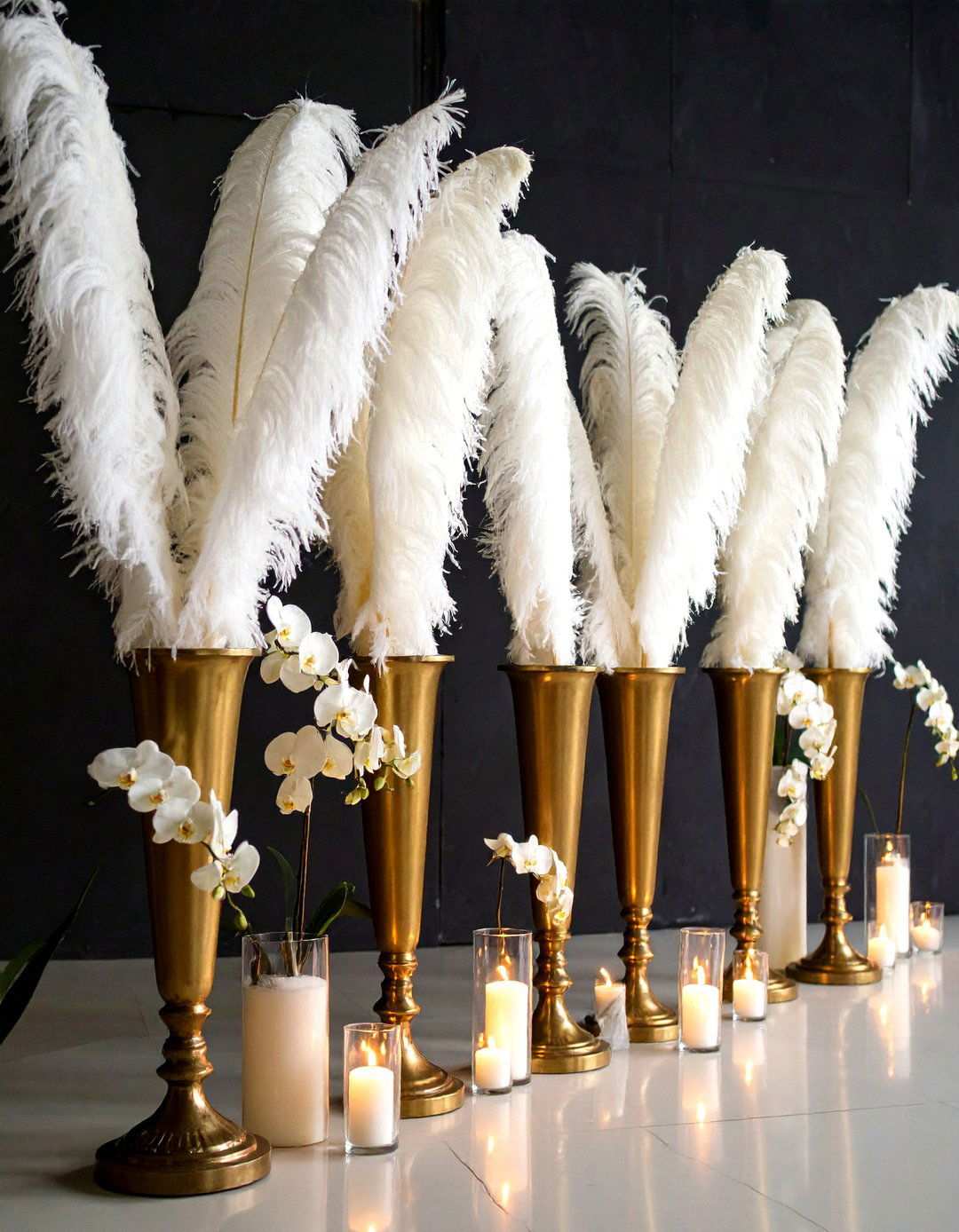 Elevate Tables With Ostrich Feather Centerpieces - 20 Art Deco Wedding Ideas