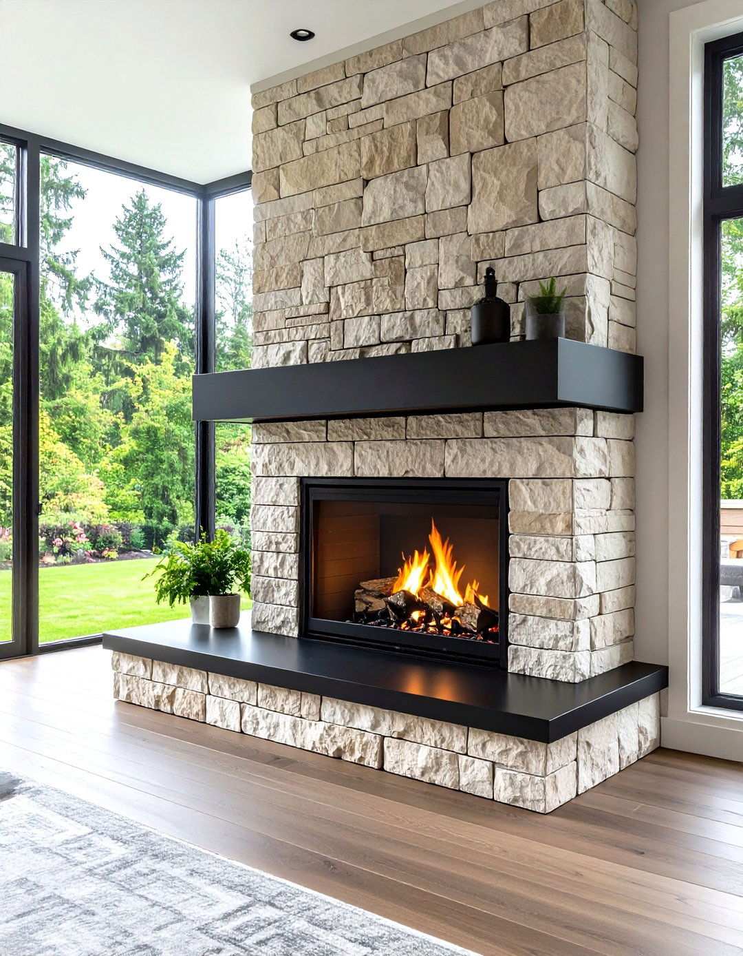 Elevate with Matte Black Lighting - 20 Black and Beige Living Room Ideas