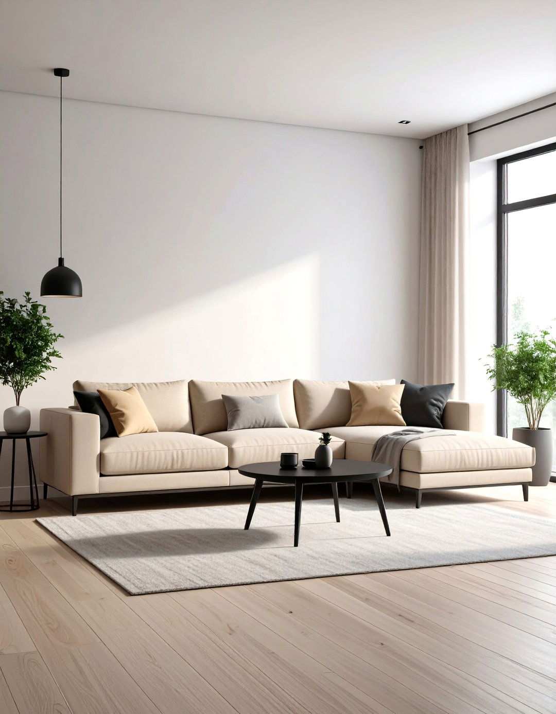 Embrace Minimalist Balance - 20 Black and Beige Living Room Ideas