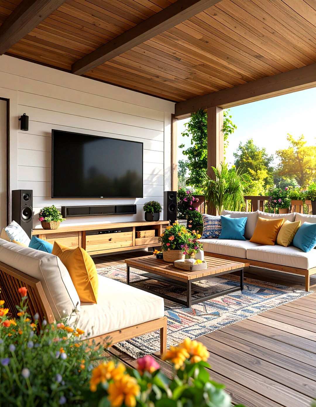 Entertainment Focused Back Porch - 20 Back Porch Ideas