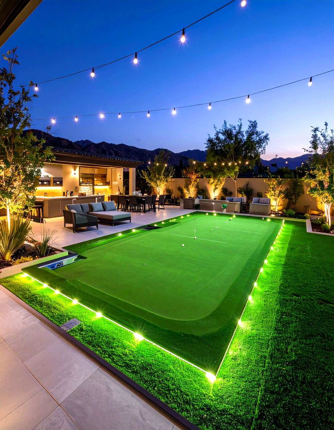 Entertainment Focused Putting Green Complex - 20 Backyard Putting Green Ideas