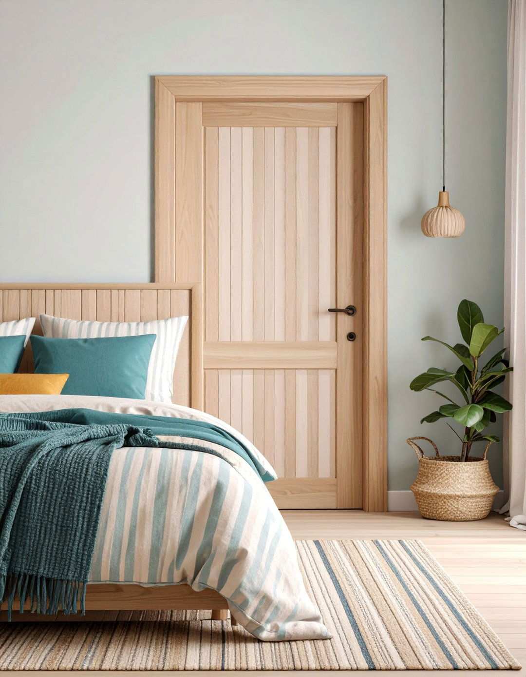 Fabric Wrapped Panels for a Soft Bedroom Door Accent - 20 Bedroom Door Decorating Ideas
