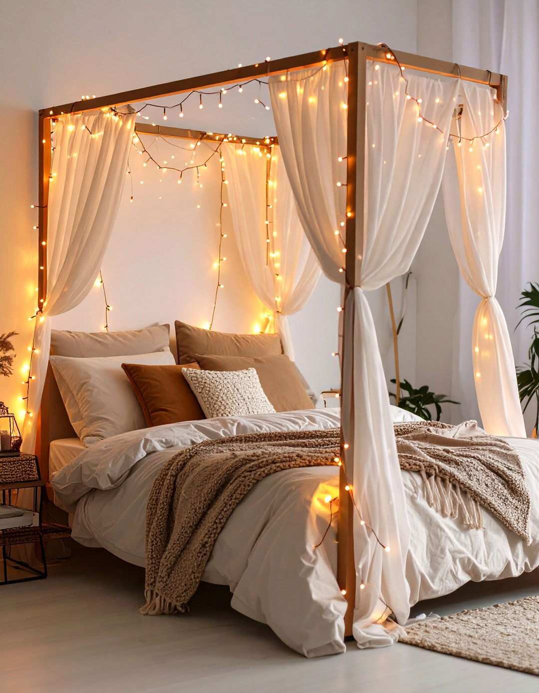 Fairy Light Bedroom Lighting for Cozy Texture - 20 Bedroom Lighting Ideas