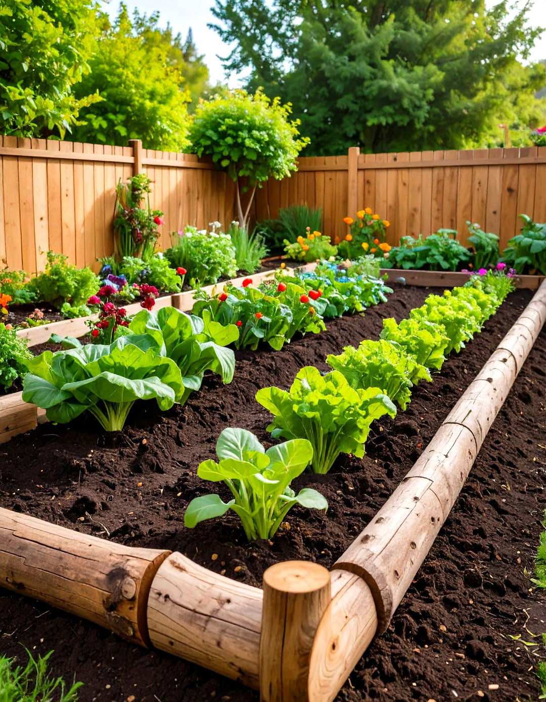 Fallen Log Raised Garden Bed Border - 20 Inexpensive Raised Garden Bed Ideas