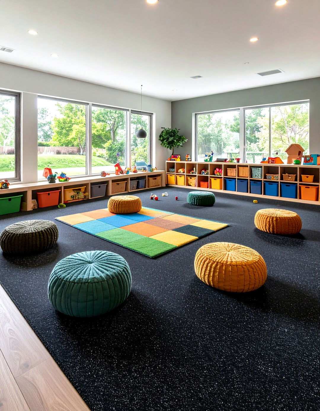 Family Friendly and Stain Smart - 20 Black Carpet Living Room Ideas