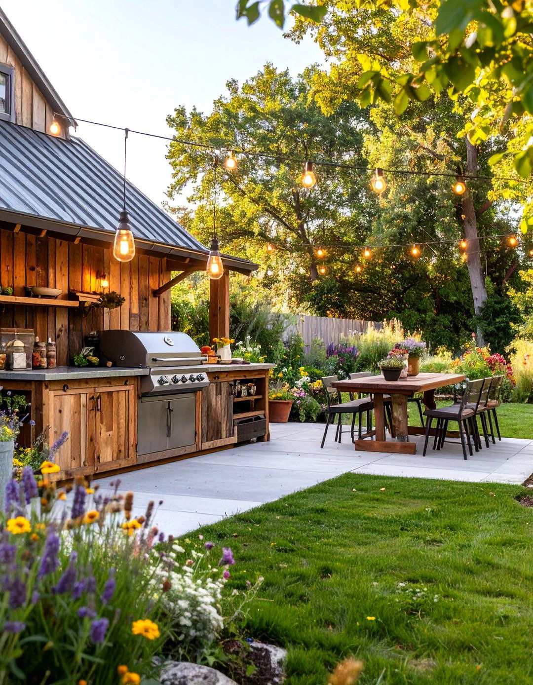 Farmhouse BBQ Area with Reclaimed Wood Elements - 20 bbq area ideas