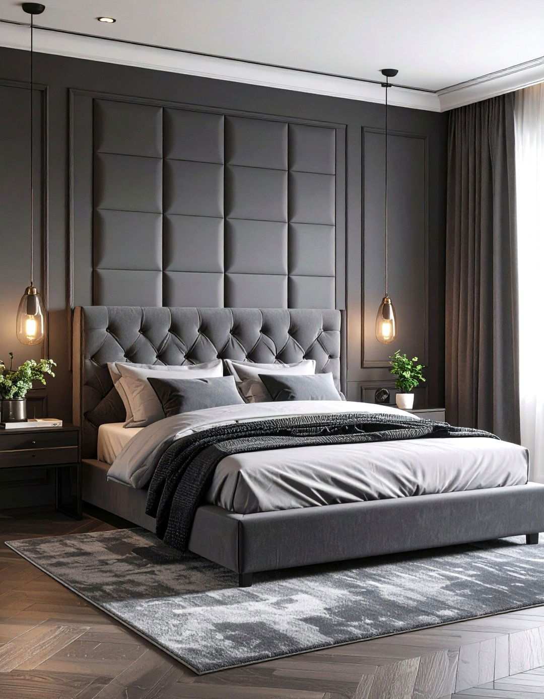 Faux Upholstered Panel Bedroom Wall Painting - 20 Bedroom Wall Painting Ideas