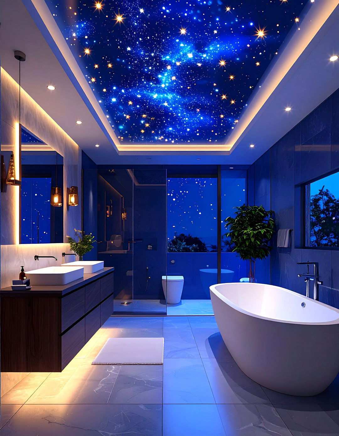 Fiber Optic Star Field Bathroom Ceiling - 20 Bathroom Ceiling Ideas