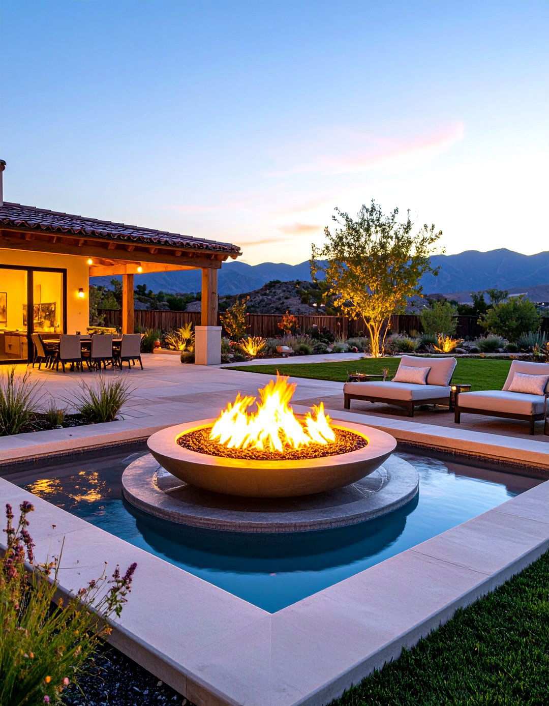 Fire and Water Backyard Fountains for Unique Combinations - 20 Backyard Fountain Ideas