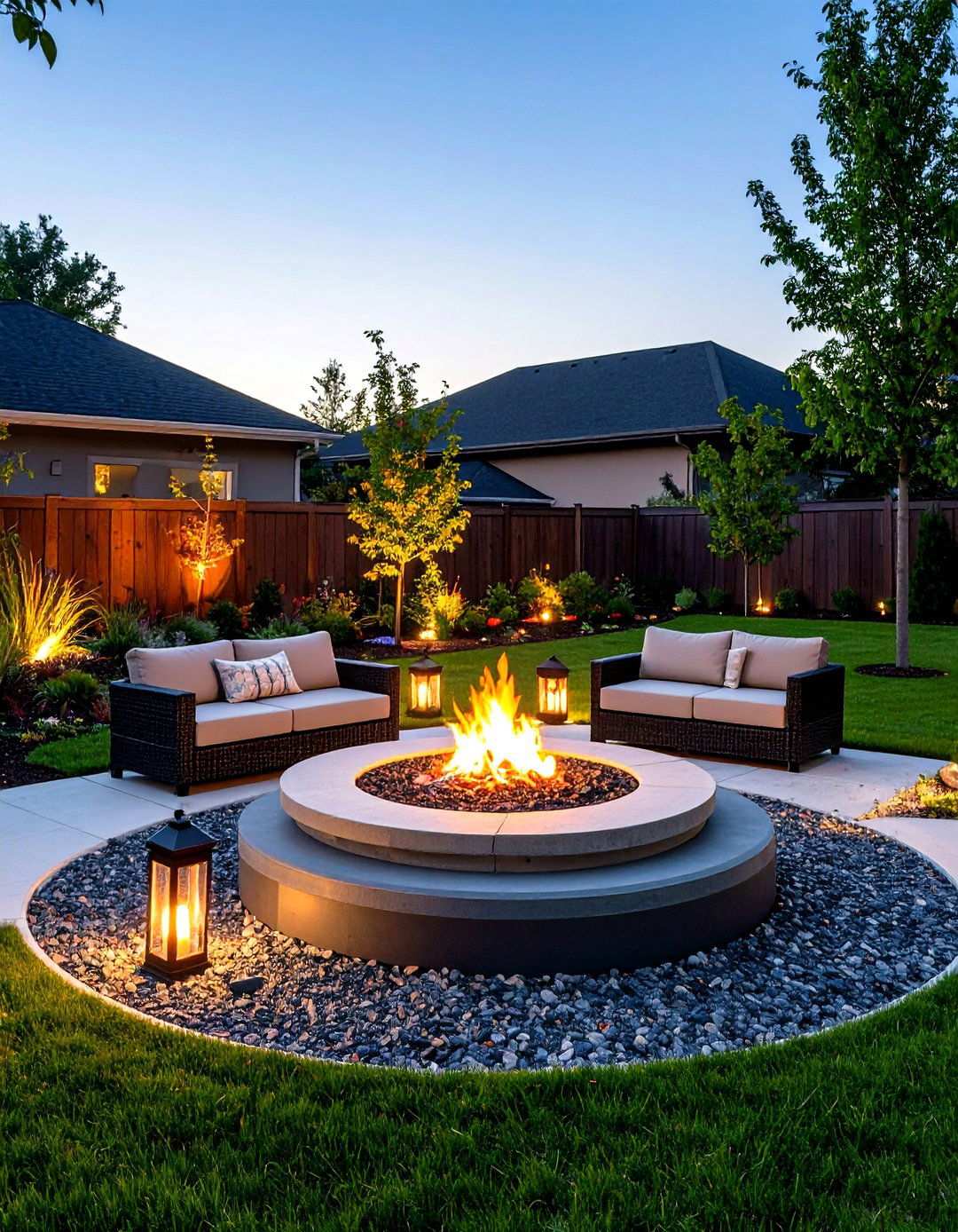 Fire Pit Buffer with Heat Safe Turf Mix - 20 Backyard Turf Ideas