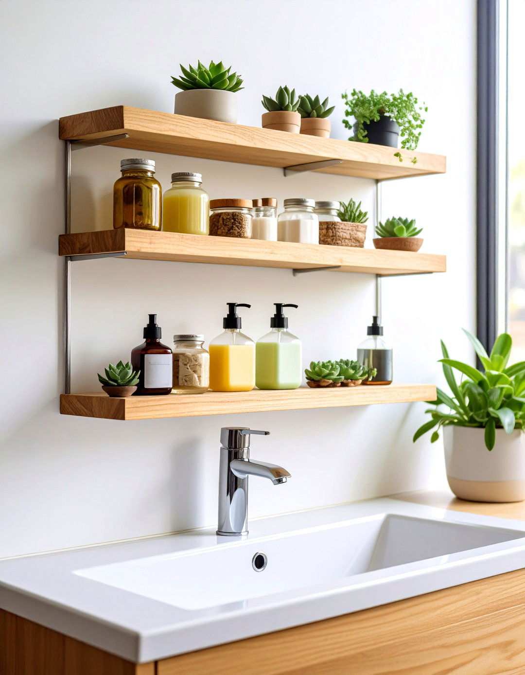 Floating Shelves as Bathroom Wall Storage - 20 Bathroom Wall Storage Ideas