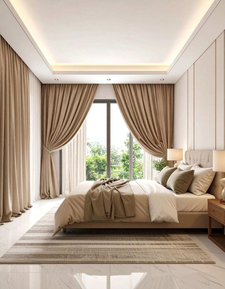 Floor to Ceiling Bedroom Curtain Height Hack - 20 Bedroom Curtain Ideas