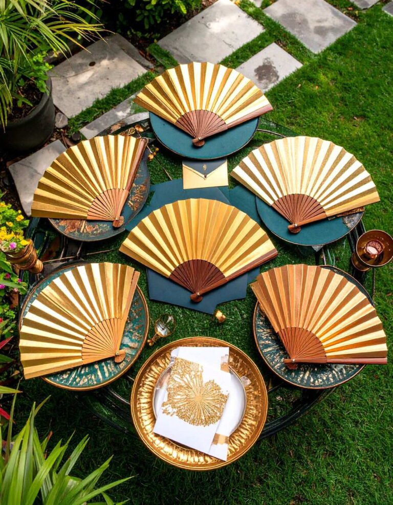 Foil Stamped Fan Invitations Showcase Art Deco Elegance - 20 Art Deco Wedding Ideas