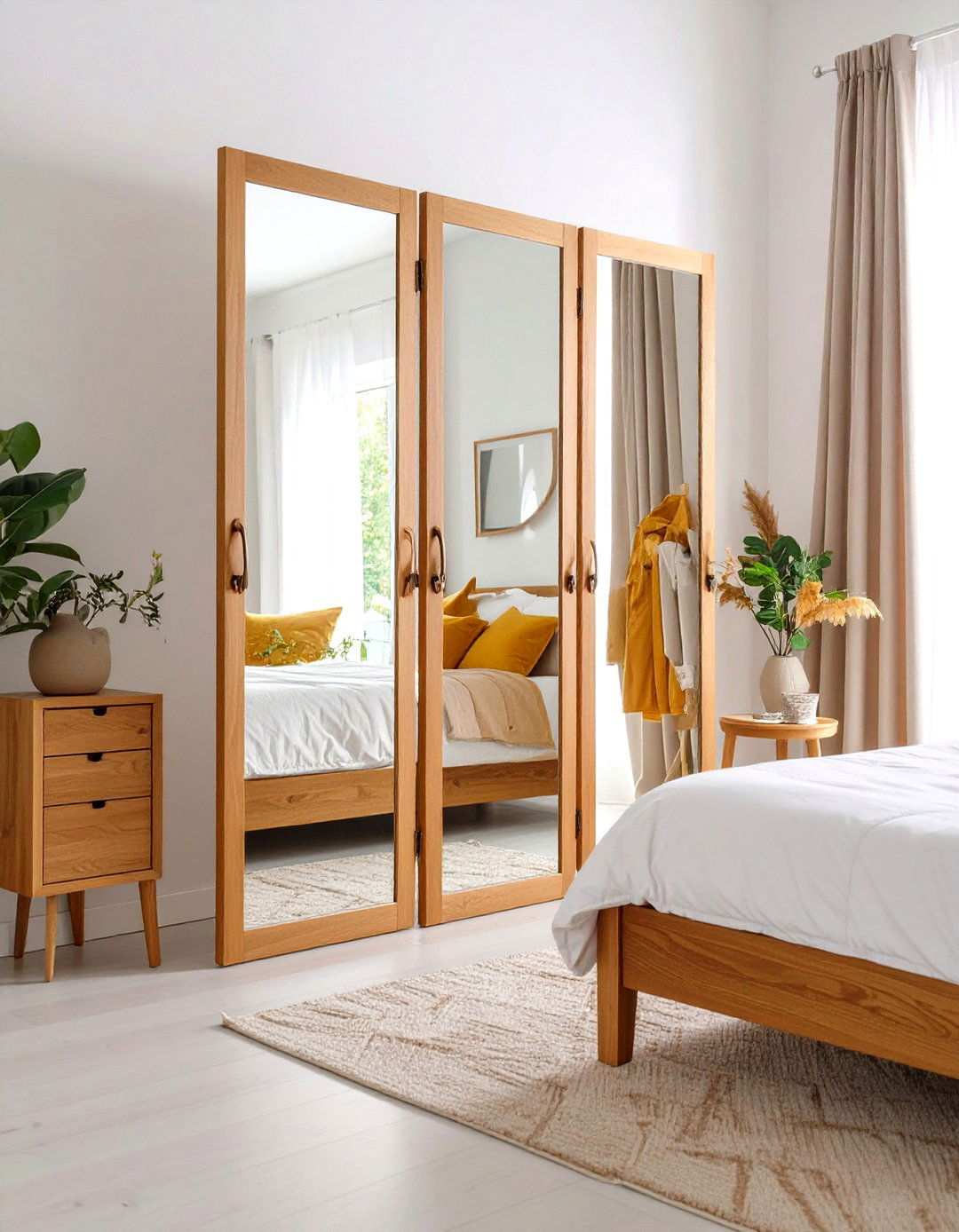 Folding Three Panel Dressing Mirror - 20 Bedroom Mirror Ideas