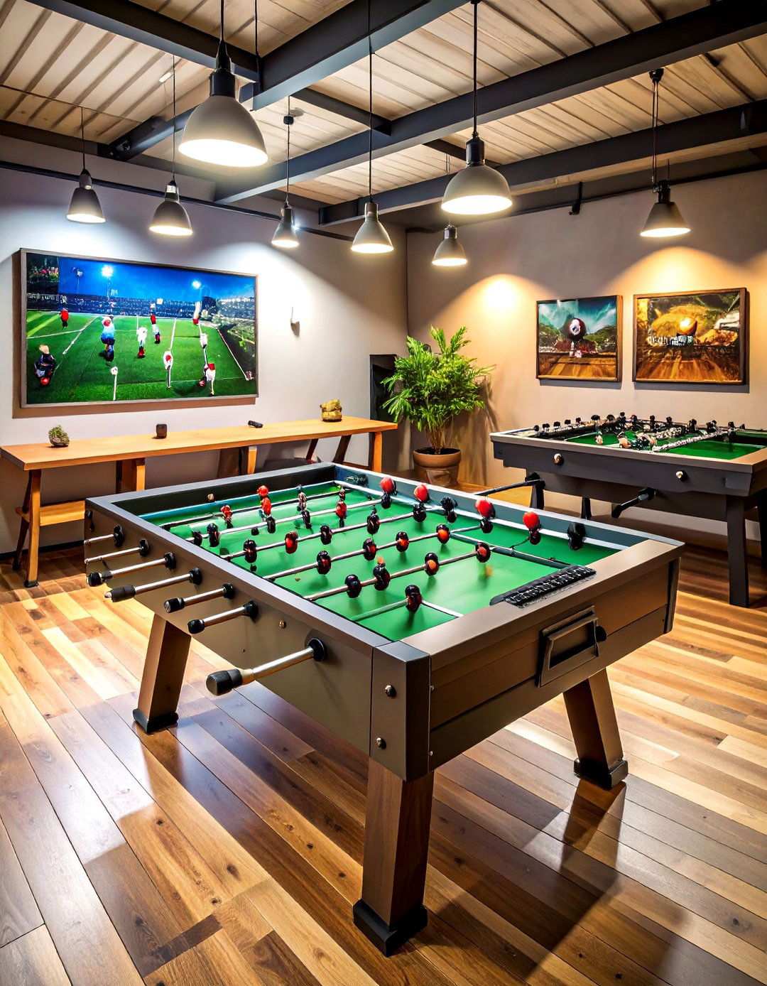 Foosball Tournament Central - 20 Basement Game Room Ideas
