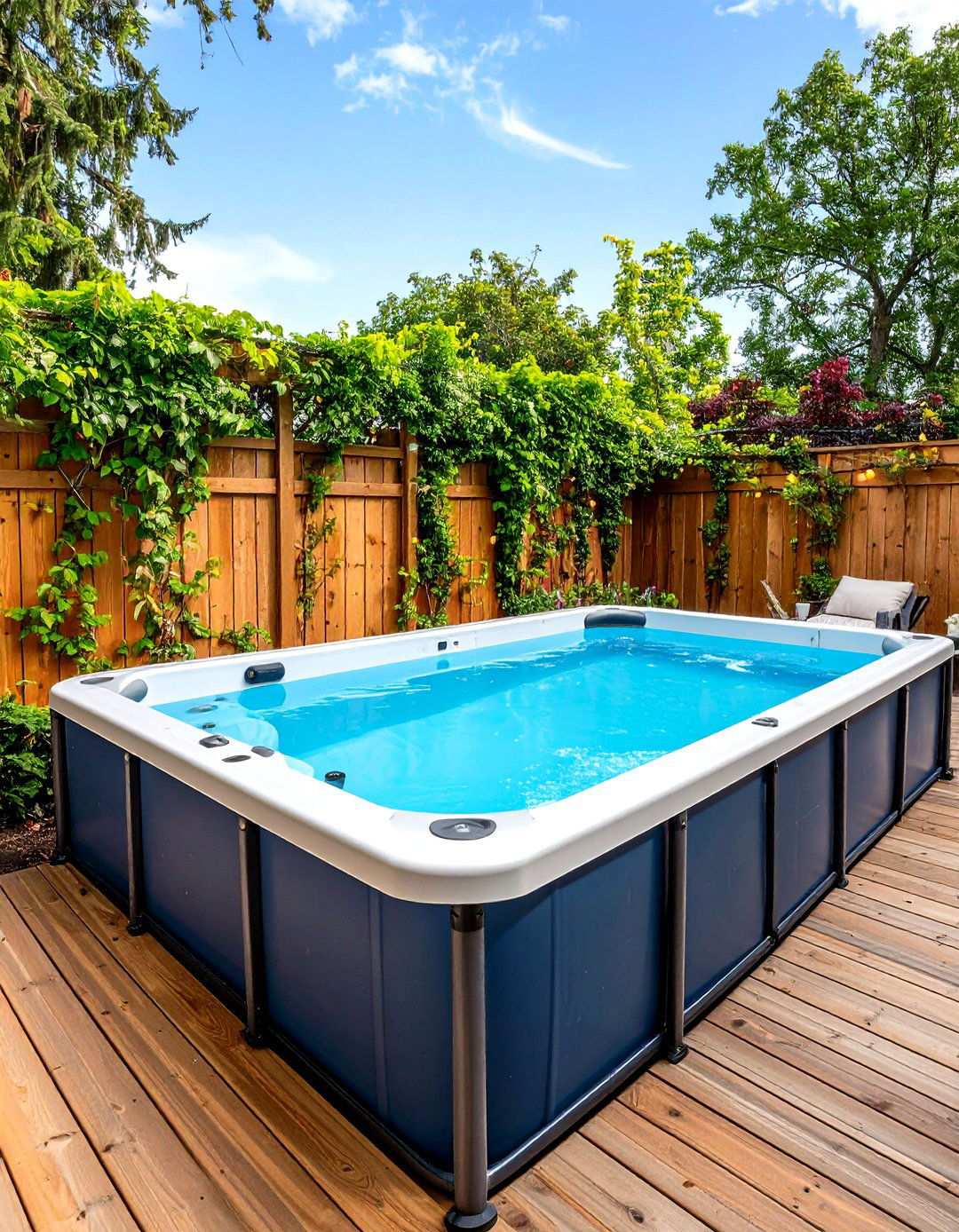 Frame Pool With Trellis Privacy Screen - 20 Backyard Pool Ideas on a Budget