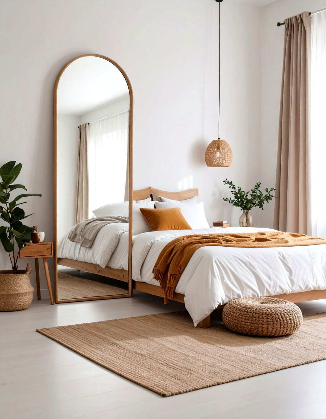 Frameless Minimalist Mirror for Modern Calm - 20 Bedroom Mirror Ideas