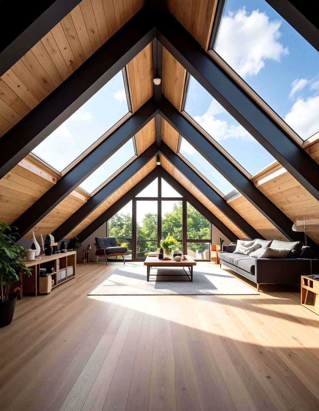 Framing Skylights with a Black Ceiling - 20 Black Ceiling Design Ideas