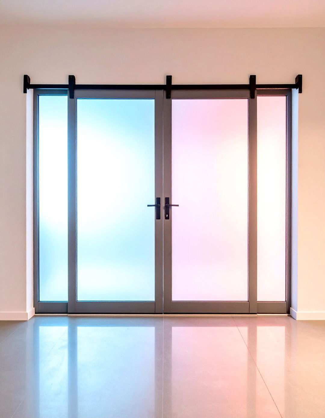 Frosted Glass Barn Door for Light Friendly Privacy - 20 Bathroom Barn Door Ideas